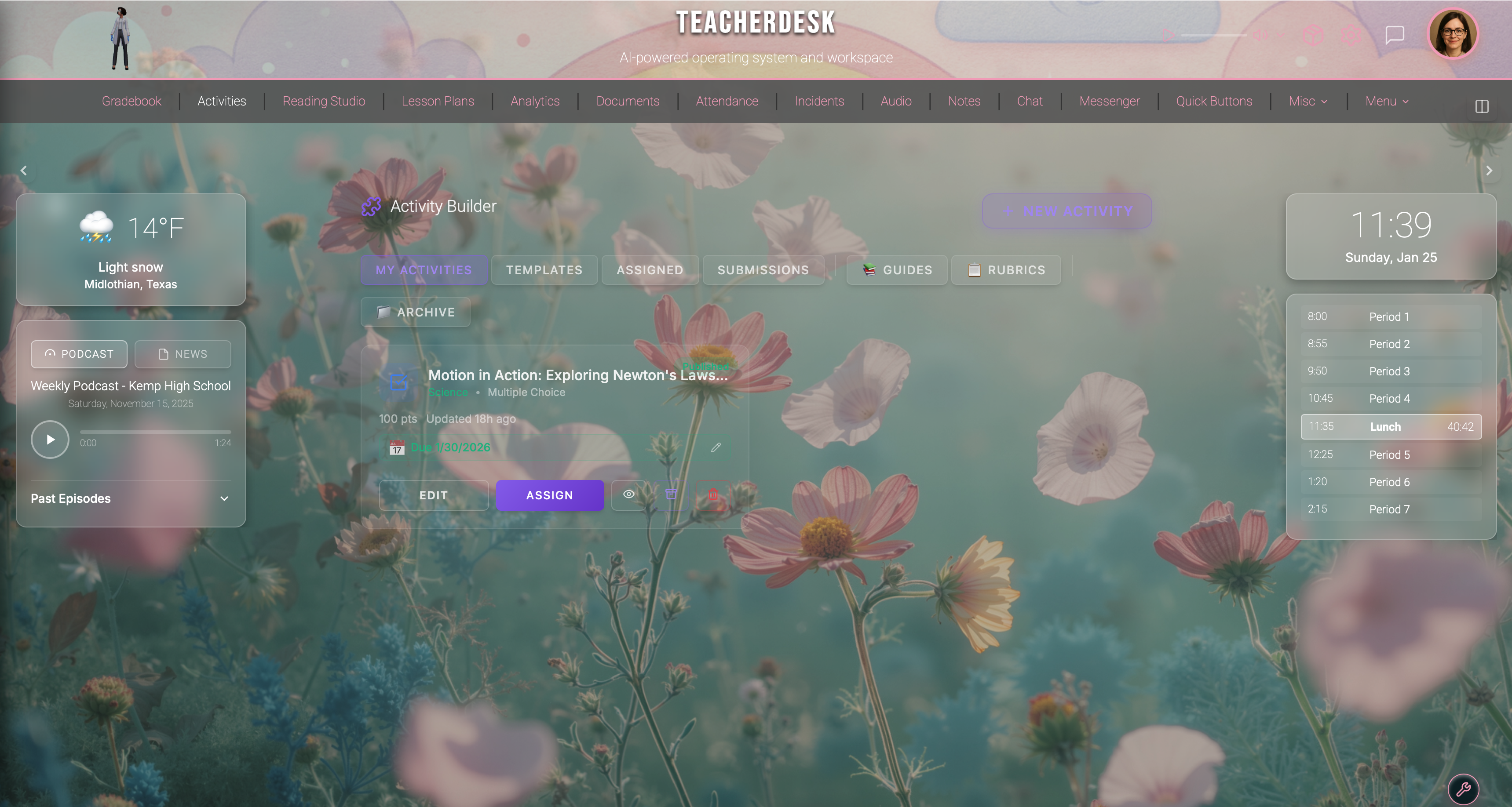 TeacherDesk Interface